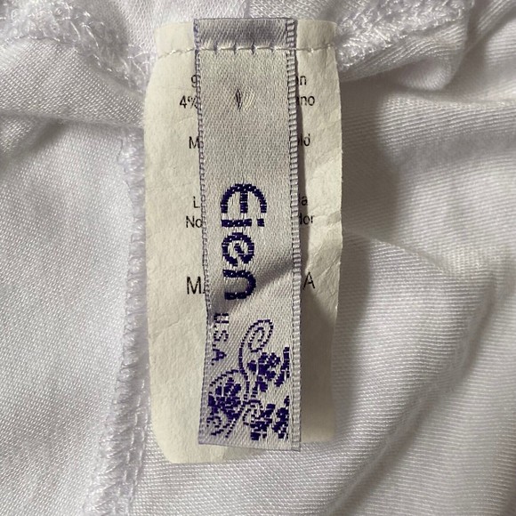 Eien Tank Top Large White Asymmetrical Back Slit Low Cowl Neckline - Picture 3 of 9